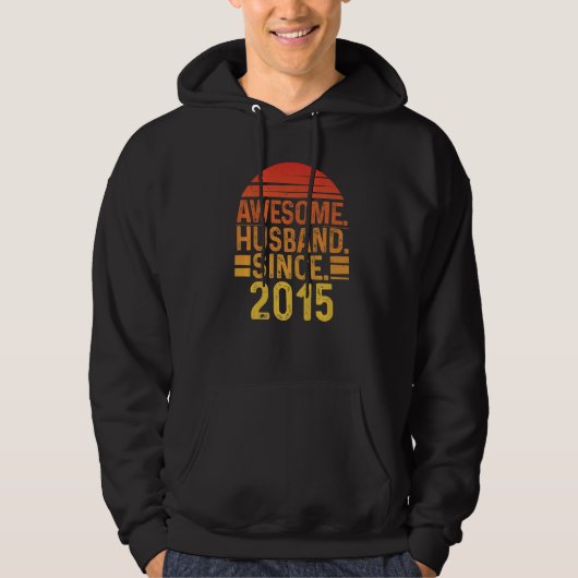 Mens Awesome Husband since 2015 Wedding Anniversar Hoodie (Voorkant)