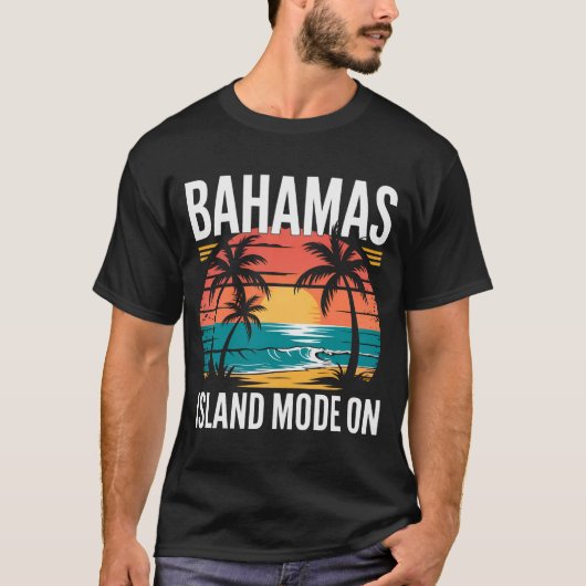 MENS BAHAMAS TSHIRT Island Mode On Summer Beach (Voorkant)