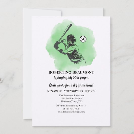 Men's Baseball Hitting 50th Birthday Kaart (Voorkant)