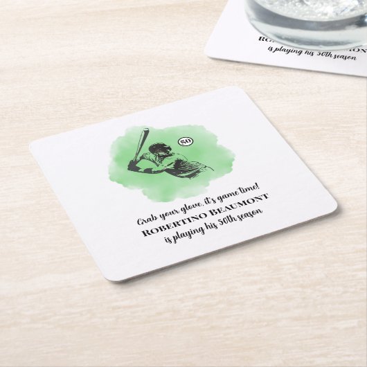 Men's Baseball Hitting 50th Birthday Kartonnen Onderzetters (Schuin)