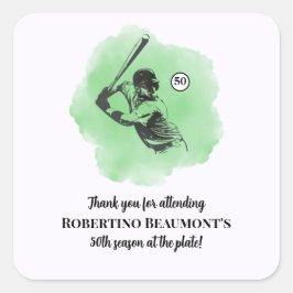 Men's Baseball Hitting 50th Birthday Vierkante Sticker