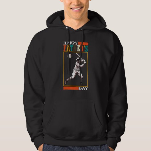 Mens Baseball Player Happy Father s Day Hoodie (Voorkant)