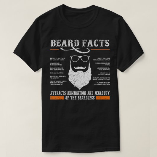 Mens Beard Facts Funny Barber Bearded Mustache Ma T-shirt (Design voorkant)