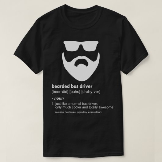 Mens Bearded Bus Driver  Funny Beard Joke Bus Driv T-shirt (Design voorkant)
