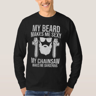 Mens Bearded lumberjack chainsaw woodworking T-shirt