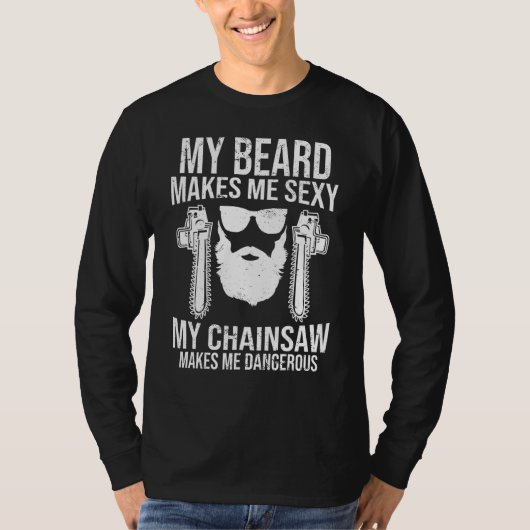 Mens Bearded lumberjack chainsaw woodworking T-shirt (Voorkant)