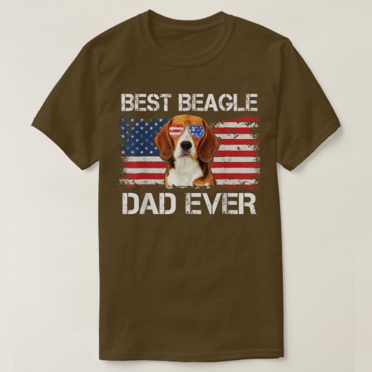 Mens Best Beagle Dad Ever American Flag Fathers Da T-shirt (Design voorkant)