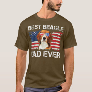 Mens Best Beagle Dad Ever American Flag Fathers Da T-shirt