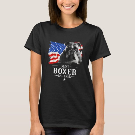 Mens Best Boxer Dad Ever American Flag Father s Da T-shirt (Voorkant)