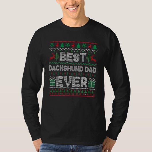 Mens Best Dachshund Dad Ever Christmas Pajamas Mat T-shirt (Voorkant)