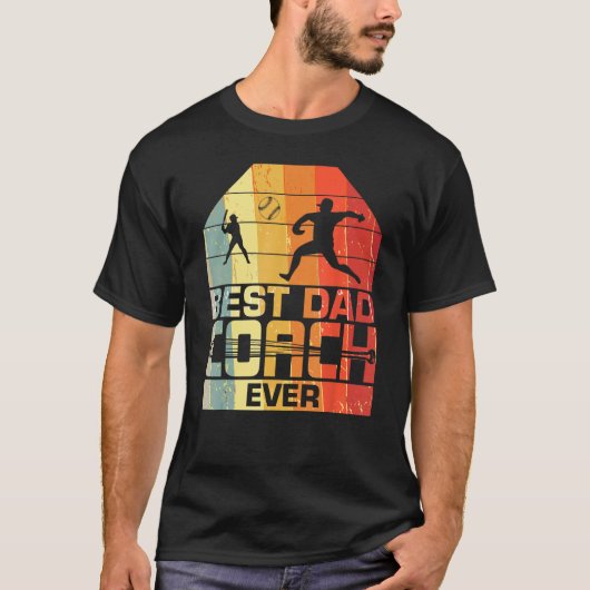 Mens Best Dad Coach Ever  Baseball  Father s day T-shirt (Voorkant)