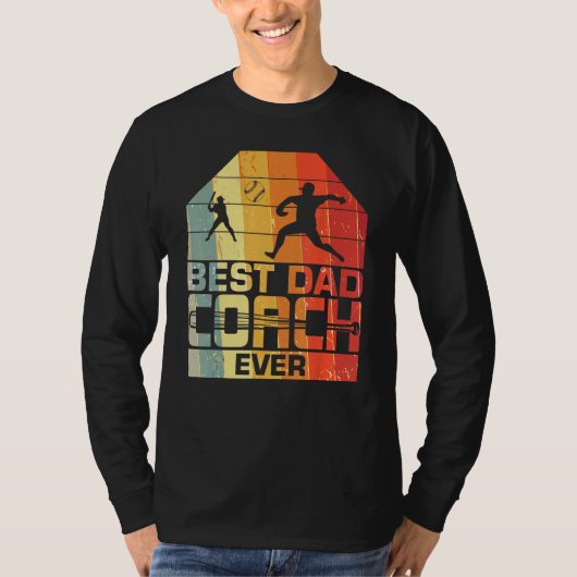 Mens Best Dad Coach Ever  Baseball  Father s day T-shirt (Voorkant)