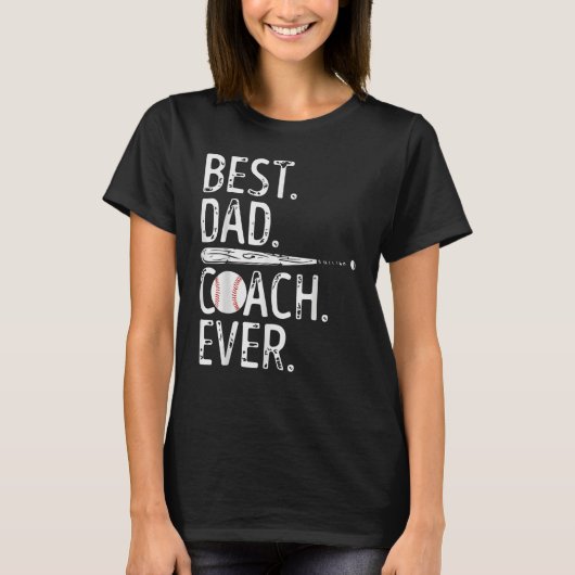 Mens Best Dad Coach Ever Baseball Patriotic For Fa T-shirt (Voorkant)