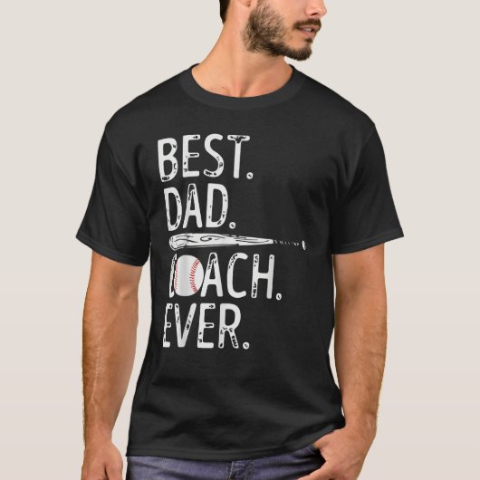 Mens Best Dad Coach Ever Baseball Patriotic For Fa T-shirt (Voorkant)