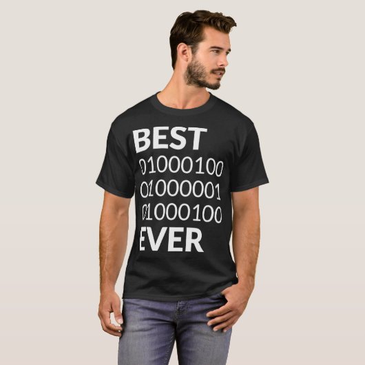 Mens Best Dad Ever Shirt Binary Code Fathers Day G (Voorkant volledig)