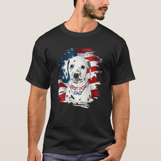 Mens Best Dalmatian Dad Ever American Flag Dog Fat T-shirt (Voorkant)