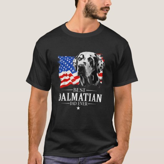 Mens Best Dalmatian Dad Ever American Flag Father  T-shirt (Voorkant)