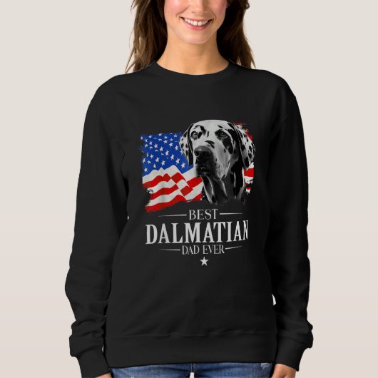 Mens Best Dalmatian Dad Ever American Flag Father Trui (Voorkant)