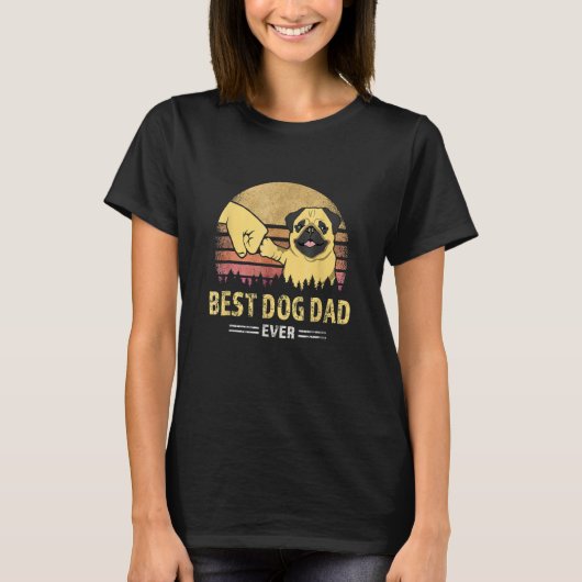 Mens Best Dog Dad Ever Pug Retro Design Proud Vint T-shirt (Voorkant)