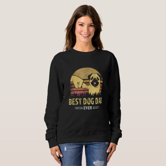 Mens Best Dog Dad Ever Pug Retro Design Proud Vint Trui (Voorkant volledig)