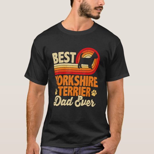 Mens Best Dog Dad Ever Yorkshire Terrier Retro Vin T-shirt (Voorkant)