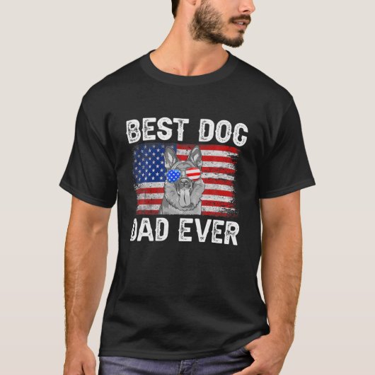 Mens Best German Shepherd Dad Ever American Flag 4 T-shirt (Voorkant)