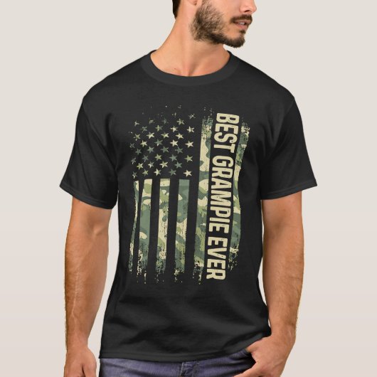 Mens Best Grampie Ever Camo American Flag Father's T-shirt (Voorkant)