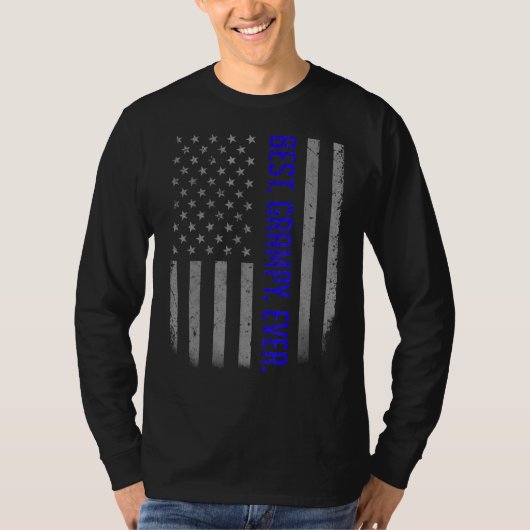 Mens Best Grampy Ever American Flag For Father's T-shirt (Voorkant)