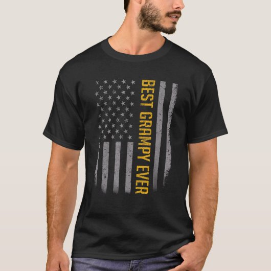 Mens Best Grampy Ever American Flag For Father's T-shirt (Voorkant)