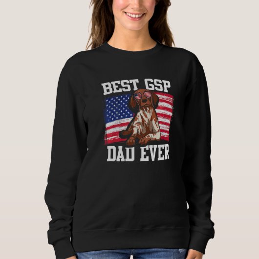 Mens Best GSP Dad Ever US Flag German Shorthaired  Trui (Voorkant)