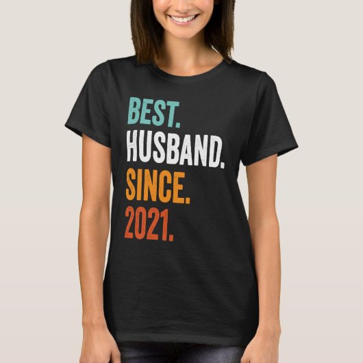Mens Best Husband Since 2021 2nd wedding anniversa T-shirt (Voorkant)