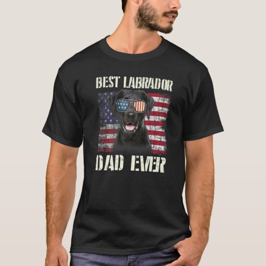 Mens Best Labrador Sunglasses Dad Ever American Fl T-shirt (Voorkant)