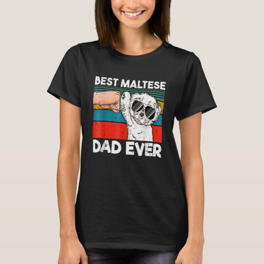 Mens Best Maltese Dad Ever Ghetto Fist Dog T-shirt (Voorkant)