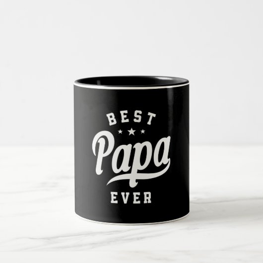 Mens Best Papa Ever - Funny Fathers Day Tweekleurige Koffiemok (Center)