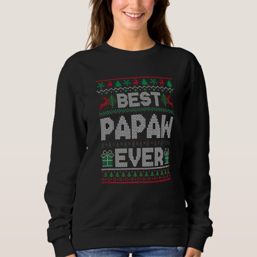 Mens Best Papaw Ever Christmas Pajamas Matching Ug Trui (Voorkant)
