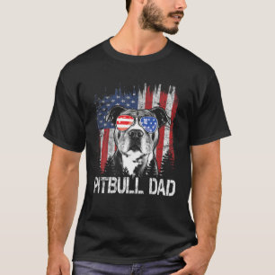 Mens Best Pitbull Dad Ever American Flag 4Th Of Ju T-shirt