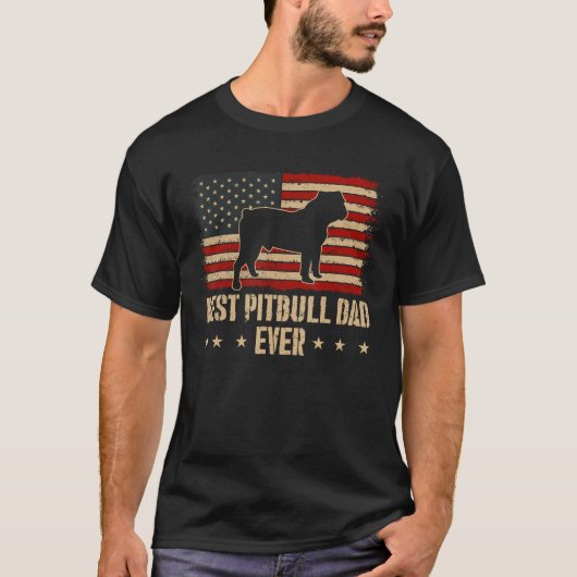 Mens Best Pitbull Dad Ever Dog  American Flag T-shirt (Voorkant)