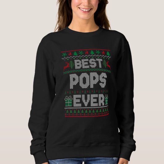 Mens Best Pops Ever Christmas Pajamas Matching Ugl Trui (Voorkant)