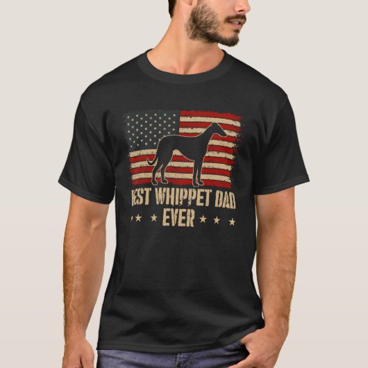 Mens Best Whippet Dad Ever Dog  American Flag T-shirt (Voorkant)