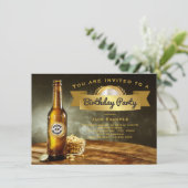 Mens bier verjaardagsfeest uitnodigingen (Staand voorkant)