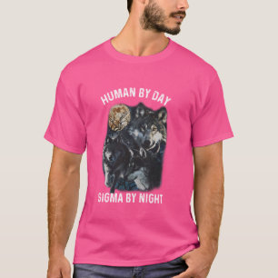 Mens bij dag Sigma bij nacht Alpha Wolf T-shirt