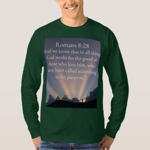 Mens Bijbelvers Romeinen 8:28 Bijbel Lange Mouwen T-shirt