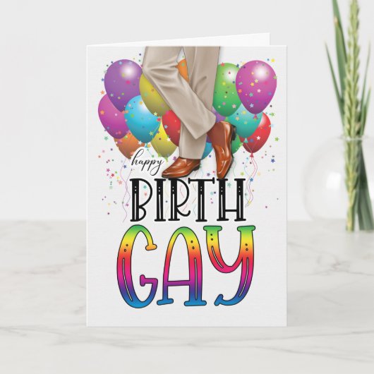 Mens Birth GAY African American Rainbow Birthday Kaart (Voorkant)