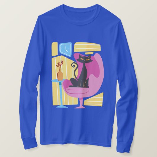 Men's Black Cat Abstract Long Sleeve  T-shirt (Design voorkant)