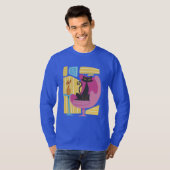 Men's Black Cat Abstract Long Sleeve  T-shirt (Voorkant volledig)