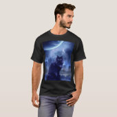 men's black cat and moon light t-shirt (Voorkant volledig)