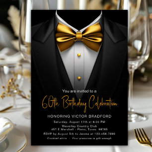 Mens Black Gold Smoking Jas Any Number Verjaardag Kaart