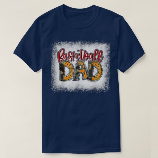 Mens Bleached Basketball Dad Camo Print Funny Dad  T-shirt (Design voorkant)