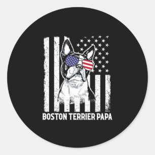 Mens boston terrier papa coole hond liefhebber usa ronde sticker