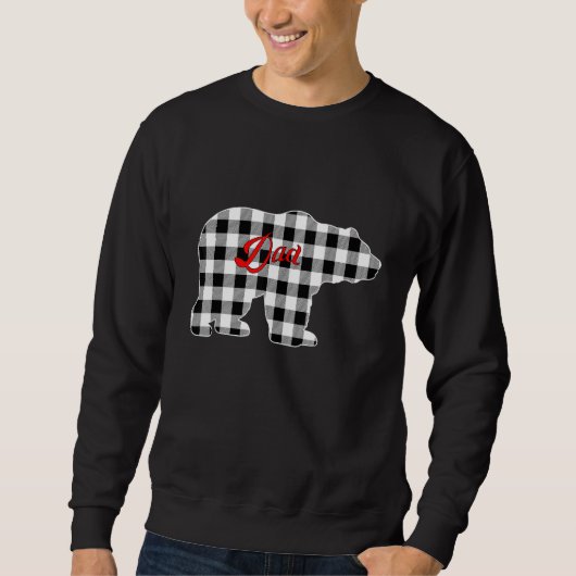 Mens Buffalo Black and White Plaid Dad Bear Christ Trui (Voorkant)